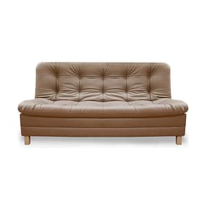 Sofacama Zeink 3 Posiciones Tipo Cuero Camel + Cojines